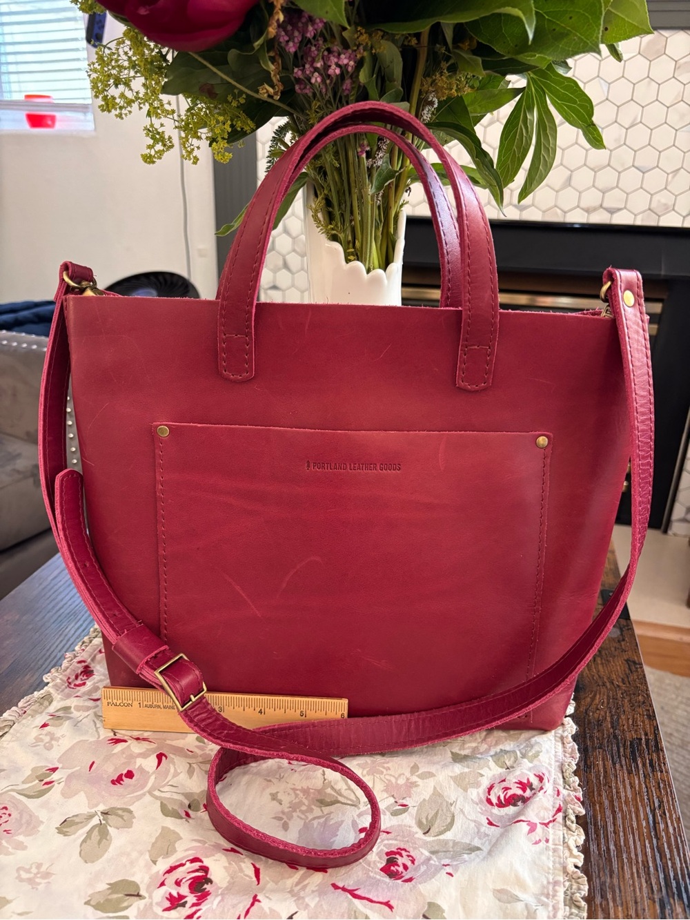 Portland Leather Maroon Leather Tote Bag